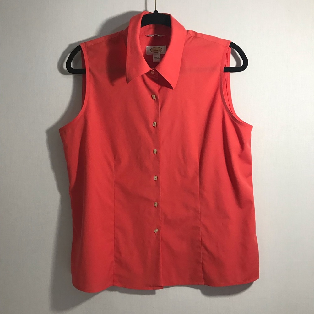Talbots Button Down Stretch Blouse Size 14